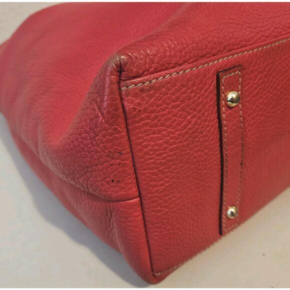 Dooney & Bourke Lucca Red Leather Logo Lock Hobo Bag Purse 15x12x5 *see All Pics - Picture 9 of 15